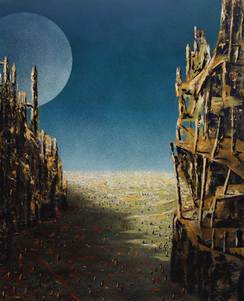 Am Rand der Berge, Acryl / Nessel, 160 x 130 cm, 1993