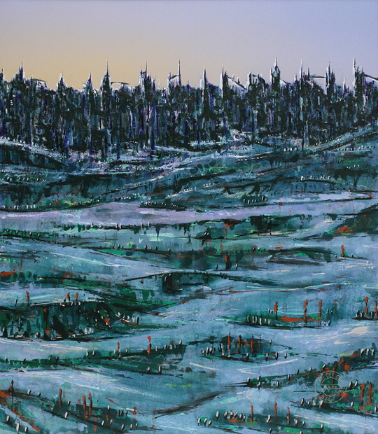 An der Grenze, Acryl / Nessel, 115 x 100 cm, 1994
