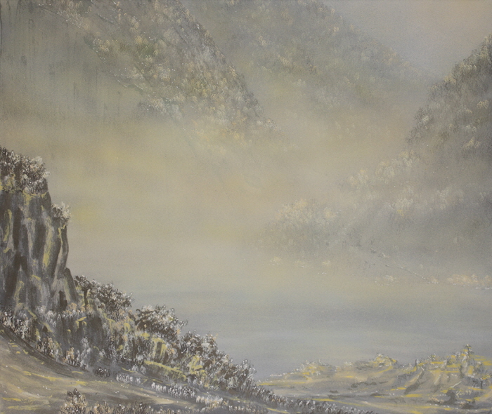 Bergsee, Acryl / Nessel, 110 x 130 cm, 1999