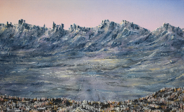 Das gro�e Tal, Acryl / Nessel, 80 x 130 cm, 1996