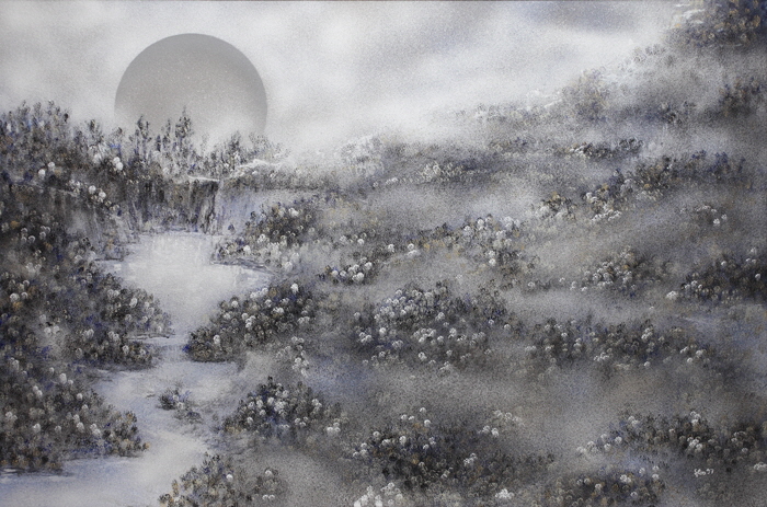 Der Elfensee, Acryl / Nessel, 100 x 150 cm, 1998