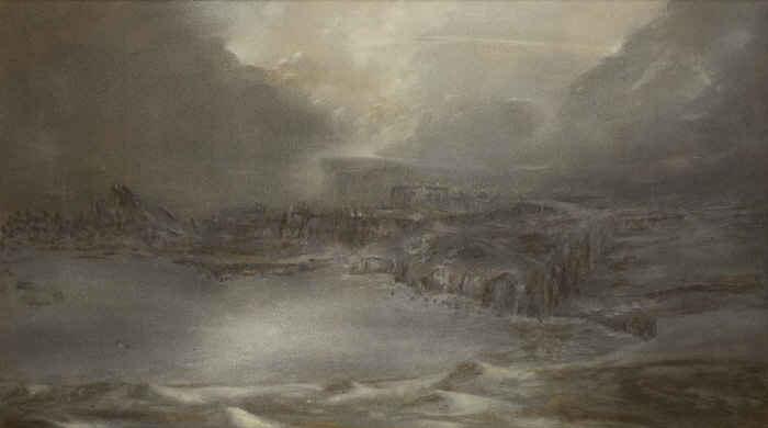 Der Sitz der alten G�tter, Acryl / Nessel, 90 x 160 cm, 1995