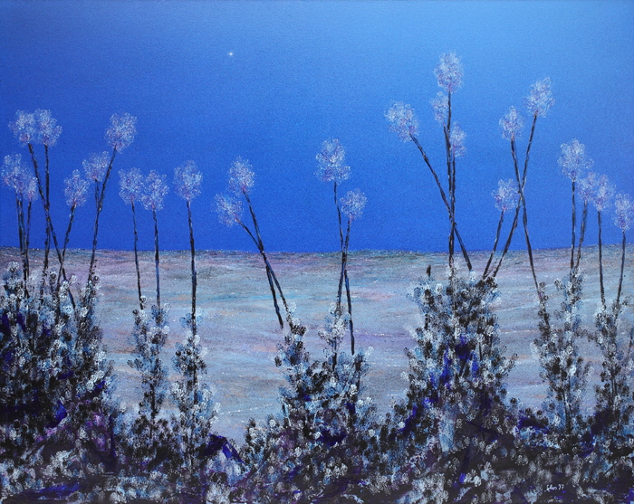 Mondblumen, Acryl / Nessel, 100 x 125 cm, 1997